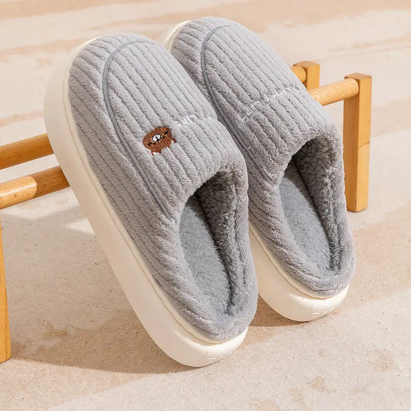 Cotton Slippers for Women 2025 New Style Indoor and Outdoor Plush Warm Thick-Soled Non-Slip Cotton Shoes for Men Floor Support Wholesale