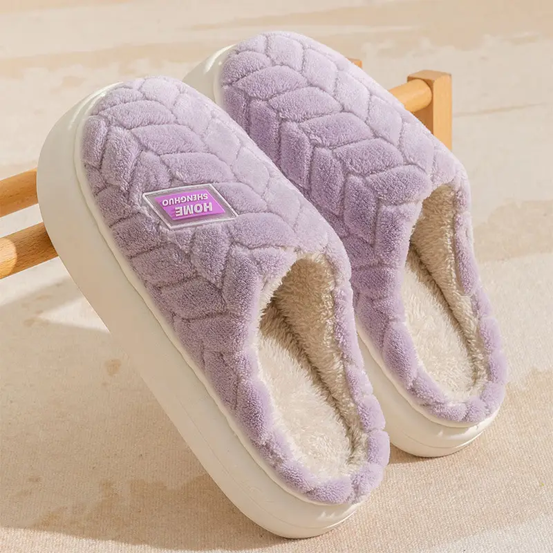 Cotton Slippers for Women 2025 New Style Indoor and Outdoor Plush Warm Thick-Soled Non-Slip Cotton Shoes for Men Floor Support Wholesale