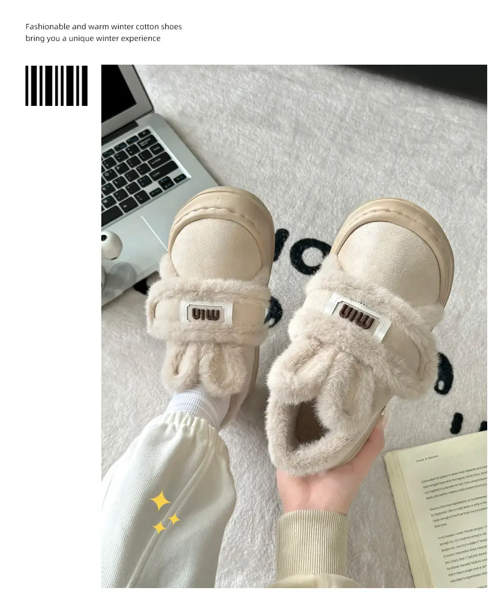 Women Winter Fleece Lined Slippers Cream — feature 20