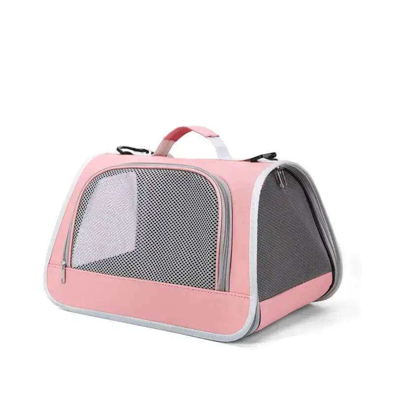 Foldable Pet Bag Blue Mesh Portable Cat Bag - Image 9