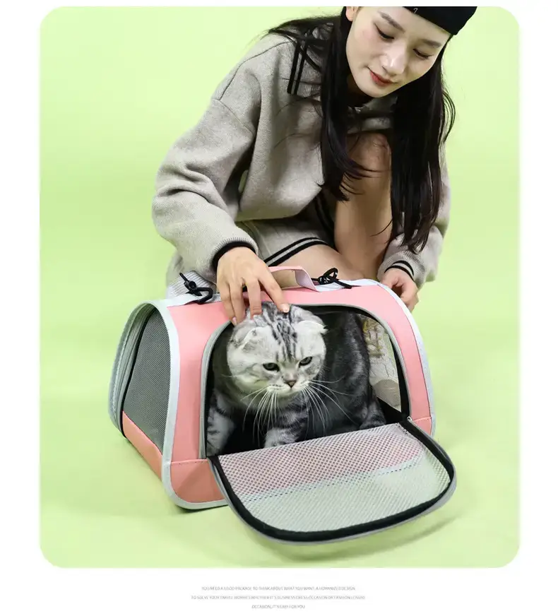 Foldable Pet Bag Blue Mesh Portable Cat Bag — feature 10