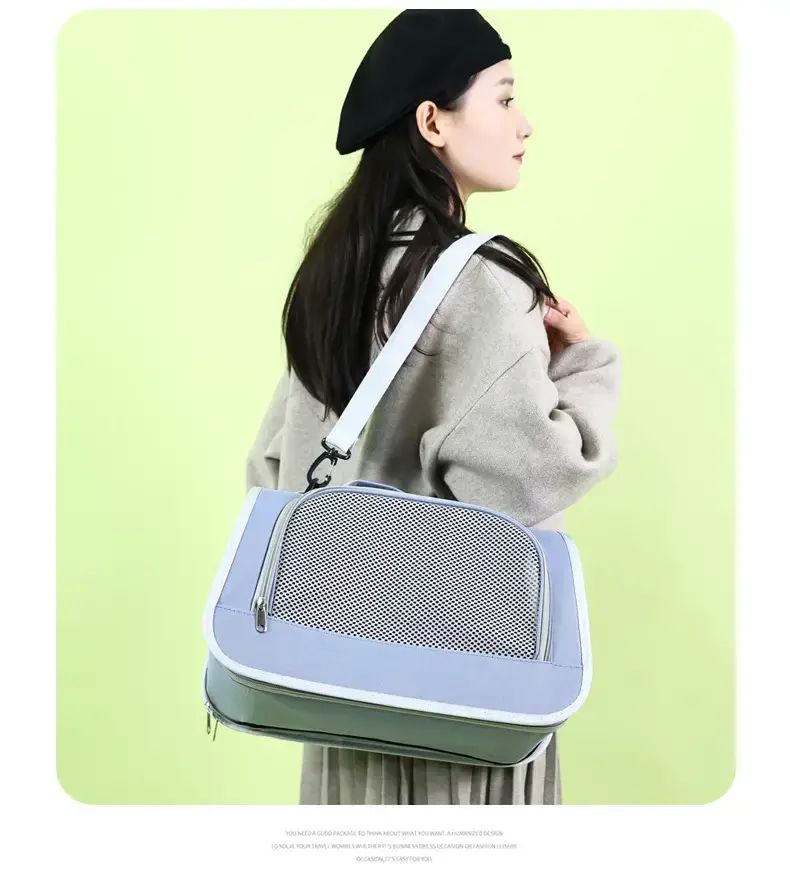 Foldable Pet Bag Blue Mesh Portable Cat Bag — feature 13