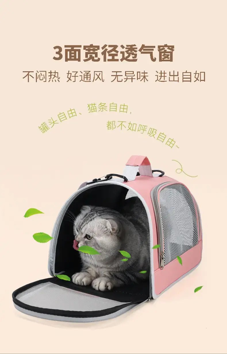 Foldable Pet Bag Blue Mesh Portable Cat Bag — feature 7