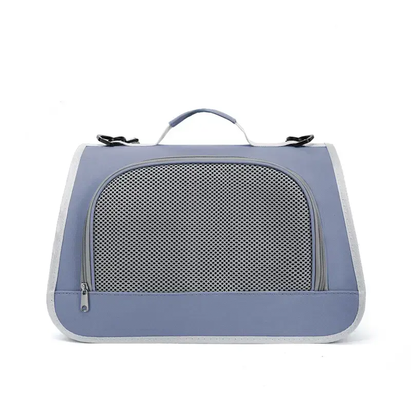 Foldable Pet Bag Blue Mesh Portable Cat Bag - Image 3