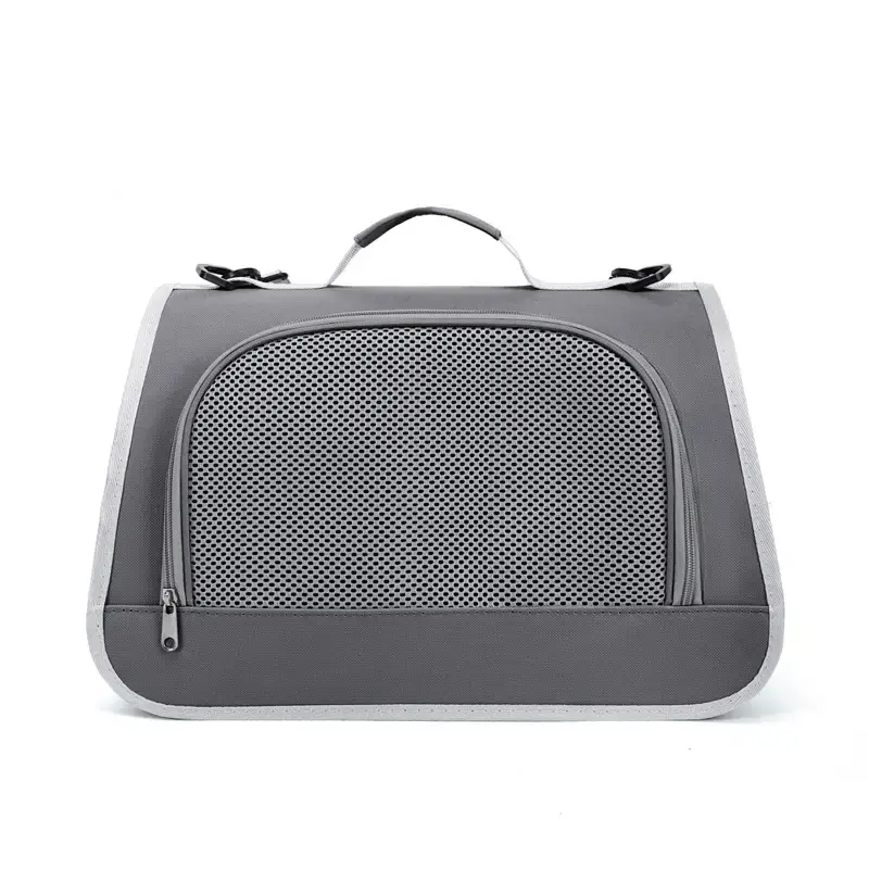 Foldable Pet Bag Blue Mesh Portable Cat Bag - Image 4