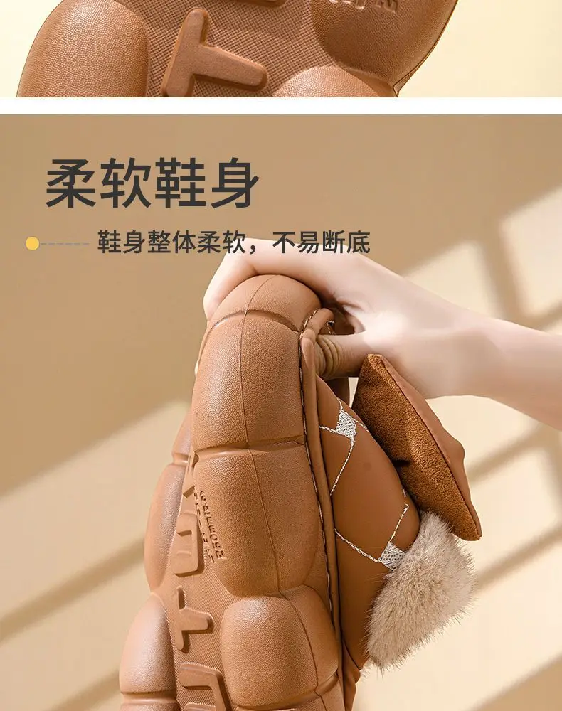 Winter Bow Thick-Soled Cotton Slippers for Women That Can Be Worn Outside to Heattech and Increase Non-Slip in Stock Wholesale Cross-Border Thickened and Warm — feature 10