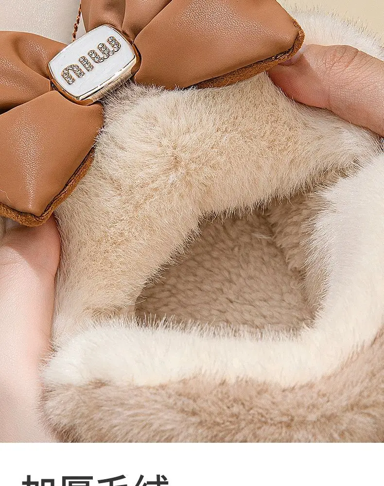 Winter Bow Thick-Soled Cotton Slippers for Women That Can Be Worn Outside to Heattech and Increase Non-Slip in Stock Wholesale Cross-Border Thickened and Warm — feature 25