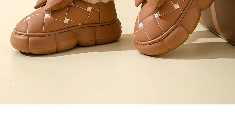 Winter Bow Thick-Soled Cotton Slippers for Women That Can Be Worn Outside to Heattech and Increase Non-Slip in Stock Wholesale Cross-Border Thickened and Warm — feature 38