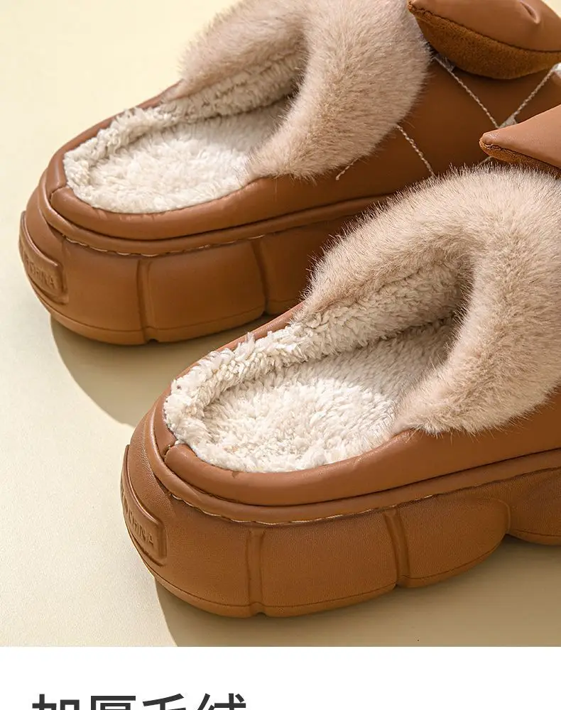 Winter Bow Thick-Soled Cotton Slippers for Women That Can Be Worn Outside to Heattech and Increase Non-Slip in Stock Wholesale Cross-Border Thickened and Warm — feature 7