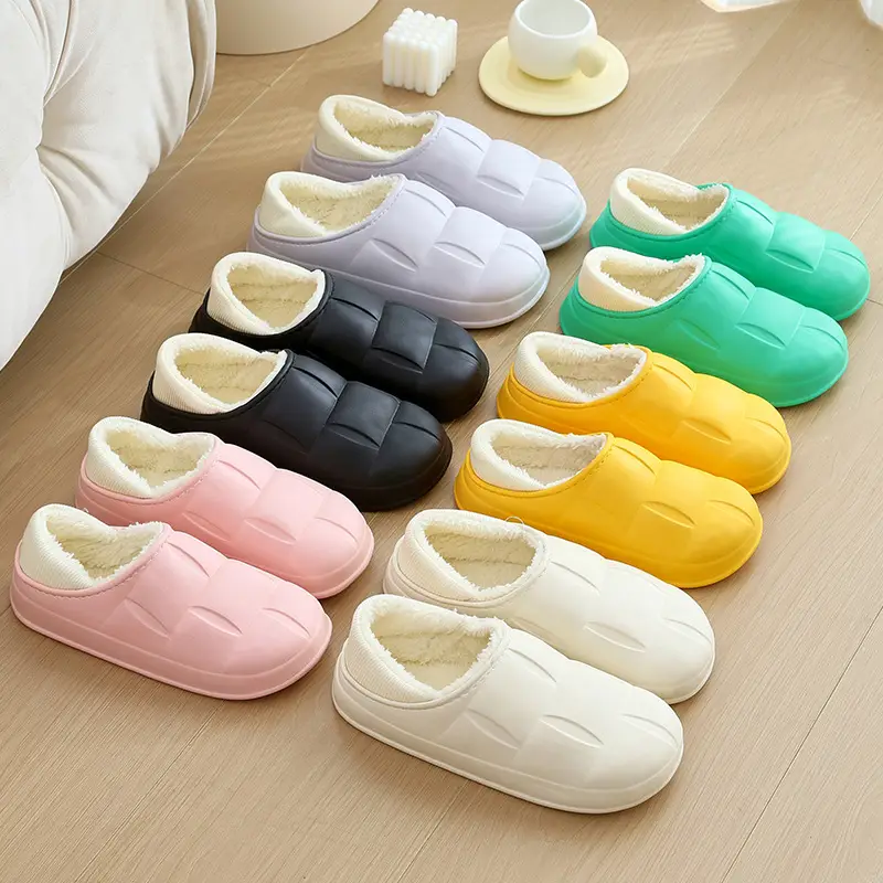 in stock New Winter Cotton Slippers Women's Warm Waterproof Cotton Slippers Couple Thick Sole Autumn and Winter Shoes Men's Wholesale Shoes