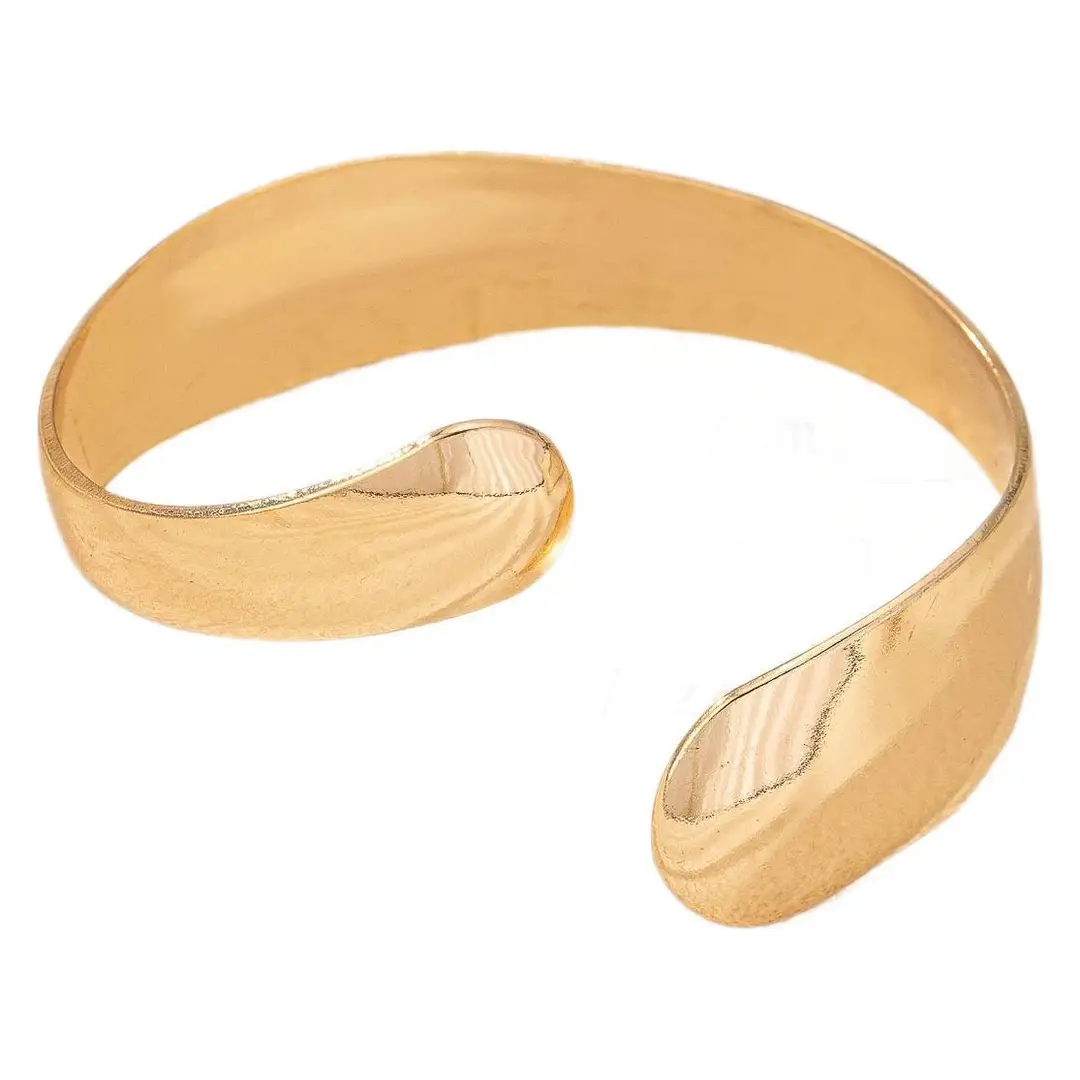 Europe and the United States cross-border supply fashion cut-off curved smooth bracelet gold opening adjustable staggered bracelet arm ring women