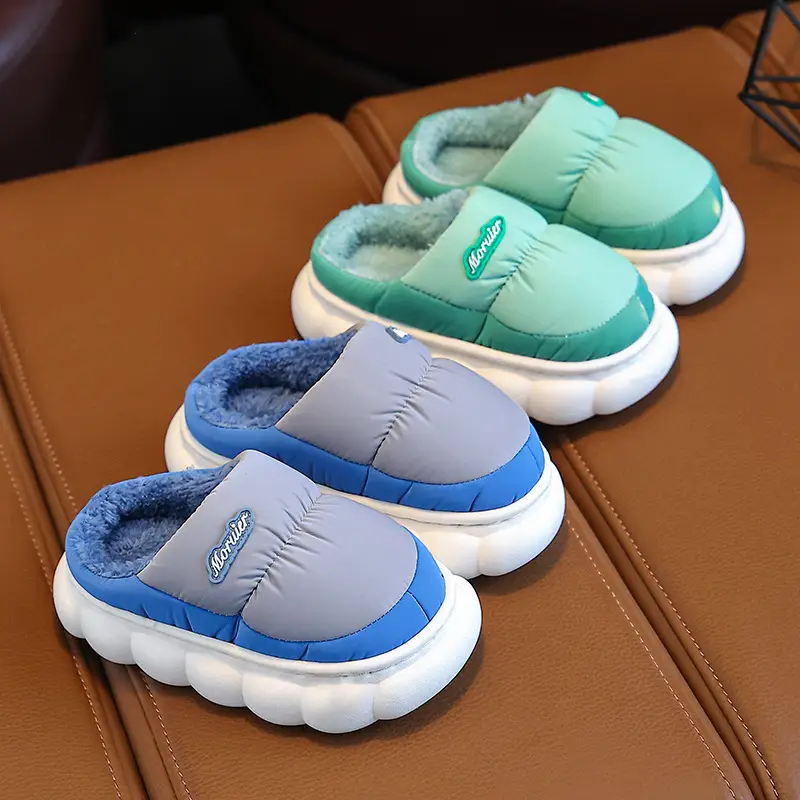 Winter Children's Cotton Slippers Bag with Parent-child Cotton Shoes Warm fleece-lined Thickened Non-slip Waterproof Down Shoes for Home