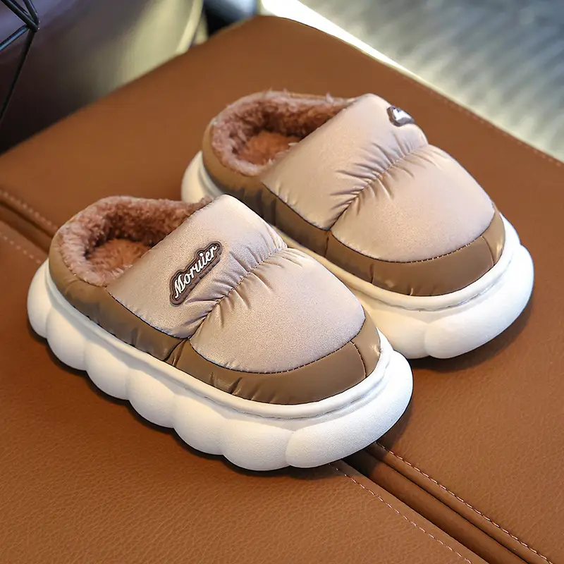 Winter Children's Cotton Slippers Bag with Parent-child Cotton Shoes Warm fleece-lined Thickened Non-slip Waterproof Down Shoes for Home