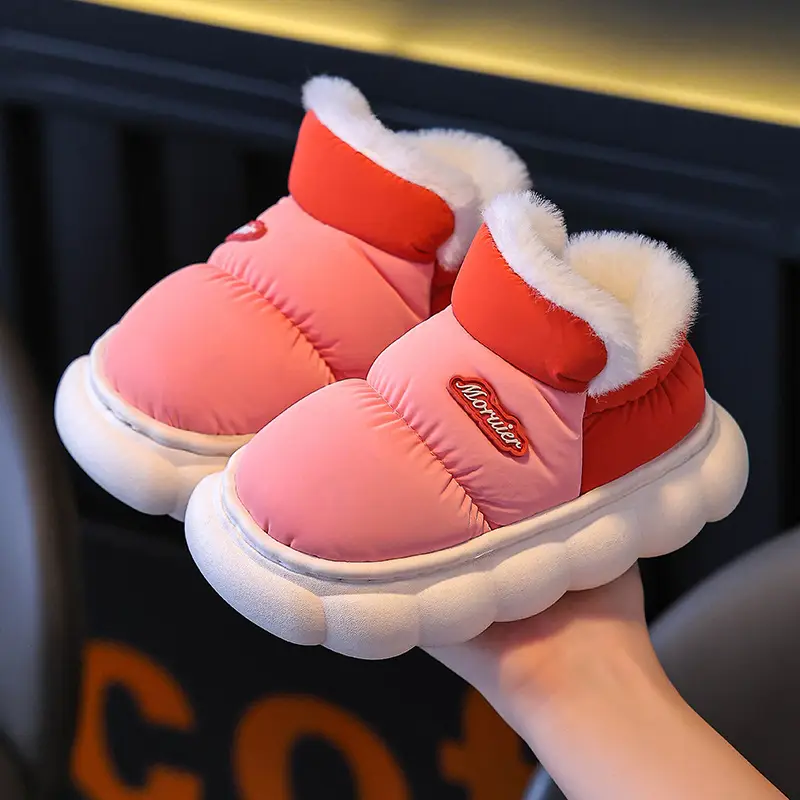 Winter Children's Cotton Slippers Bag with Parent-child Cotton Shoes Warm fleece-lined Thickened Non-slip Waterproof Down Shoes for Home