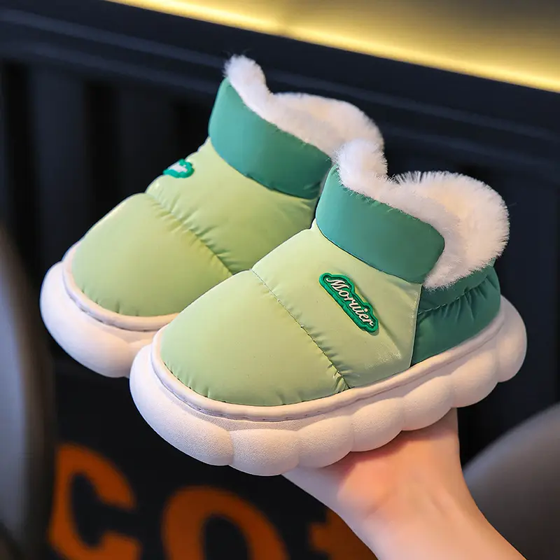 Winter Children's Cotton Slippers Bag with Parent-child Cotton Shoes Warm fleece-lined Thickened Non-slip Waterproof Down Shoes for Home