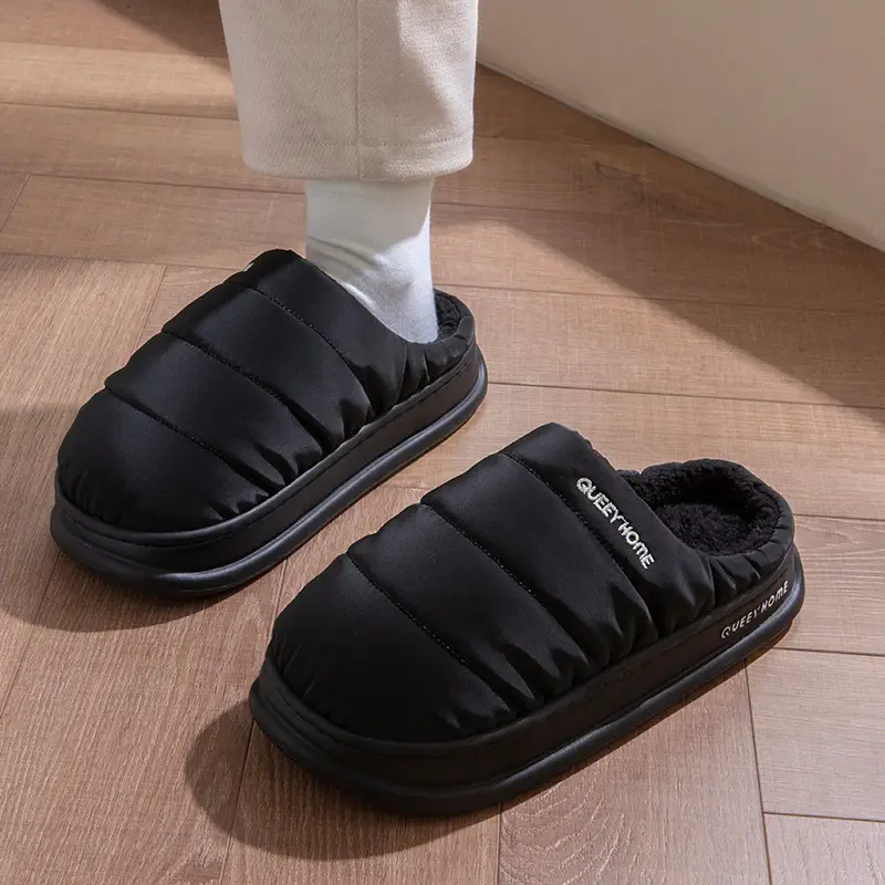 Cotton Slippers for Men, Autumn and Winter 2026 New Style, down Home Indoor Non-Slip Couple's Warm Plush Slippers for Women - Image 8