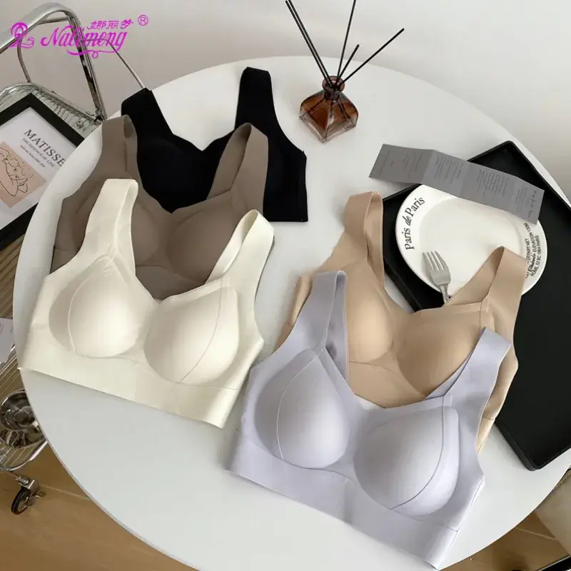 Beige Seamless Breathable Sports Bra with Anti-Sagging Design - Image 9