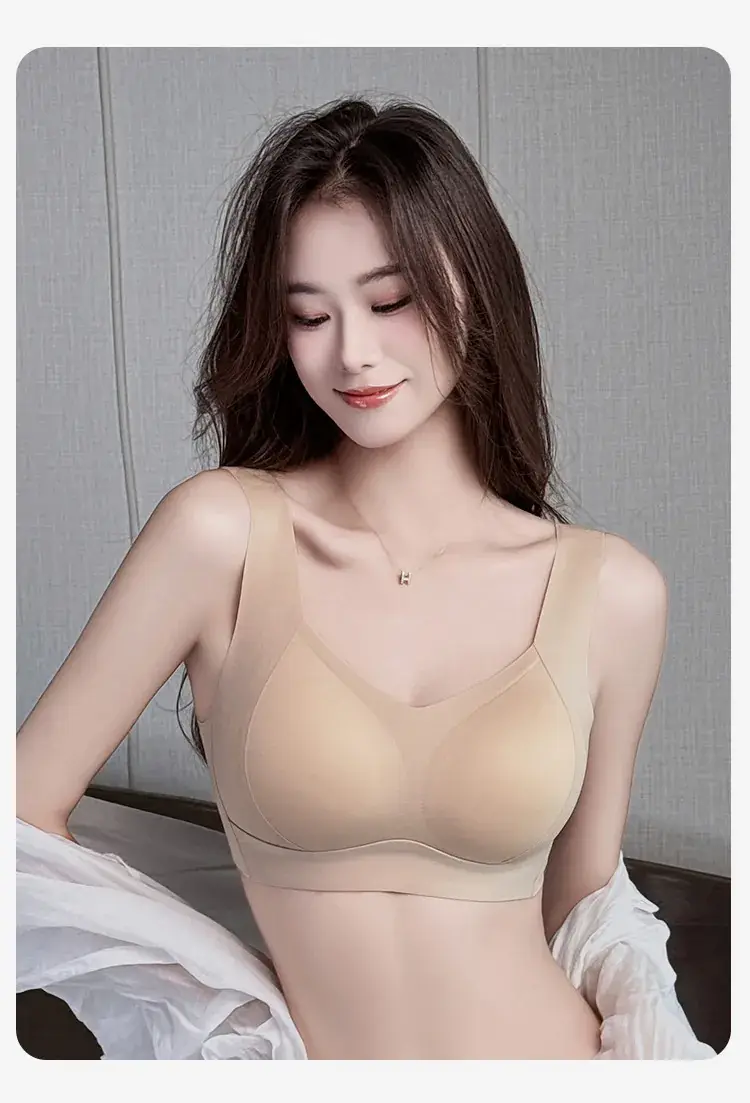 Beige Seamless Breathable Sports Bra with Anti-Sagging Design — feature 15