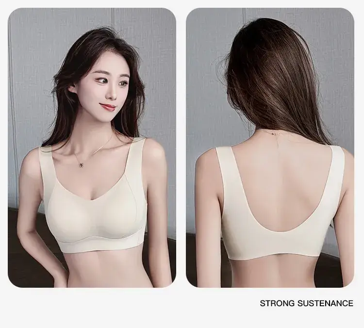 Beige Seamless Breathable Sports Bra with Anti-Sagging Design — feature 19