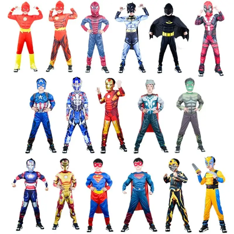 Halloween Kids COS Iron Man Hulk Captain America Optimus Prime Clothes Spider Flash Costume