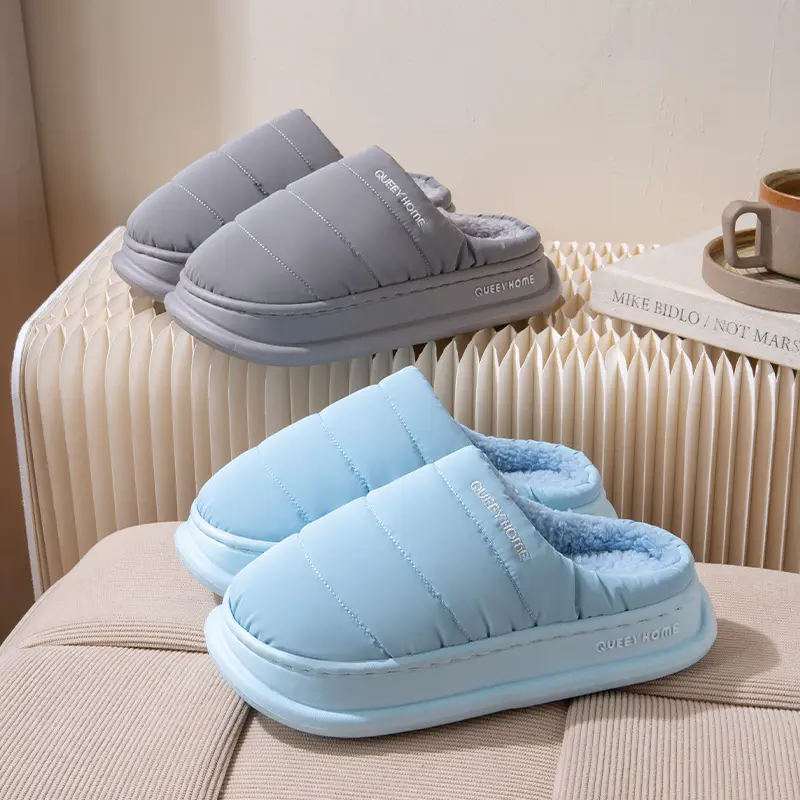 Cotton Slippers for Women 2026 New Winter down Home Non-Slip Thick-Soled Fleece-Lined Waterproof Couple Cotton Slippers for Men to Wear Outside - Image 6