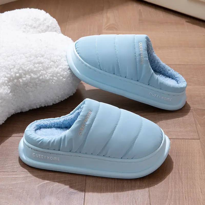 Cotton Slippers for Women 2026 New Winter down Home Non-Slip Thick-Soled Fleece-Lined Waterproof Couple Cotton Slippers for Men to Wear Outside - Image 7