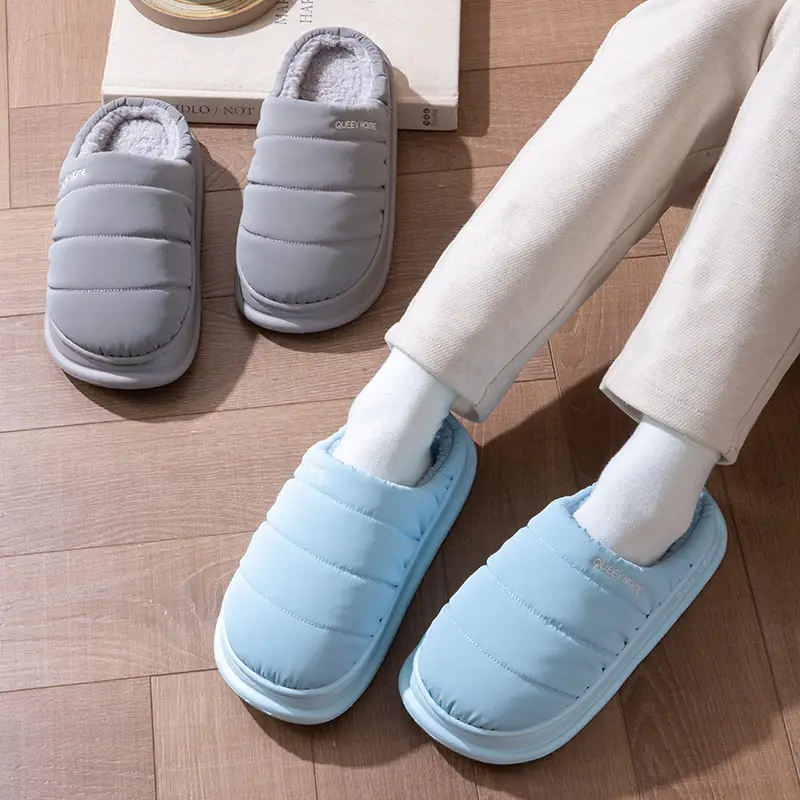Cotton Slippers for Women 2026 New Winter down Home Non-Slip Thick-Soled Fleece-Lined Waterproof Couple Cotton Slippers for Men to Wear Outside - Image 8