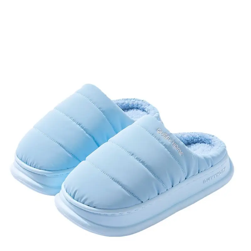 Cotton Slippers for Women 2026 New Winter down Home Non-Slip Thick-Soled Fleece-Lined Waterproof Couple Cotton Slippers for Men to Wear Outside - Image 9