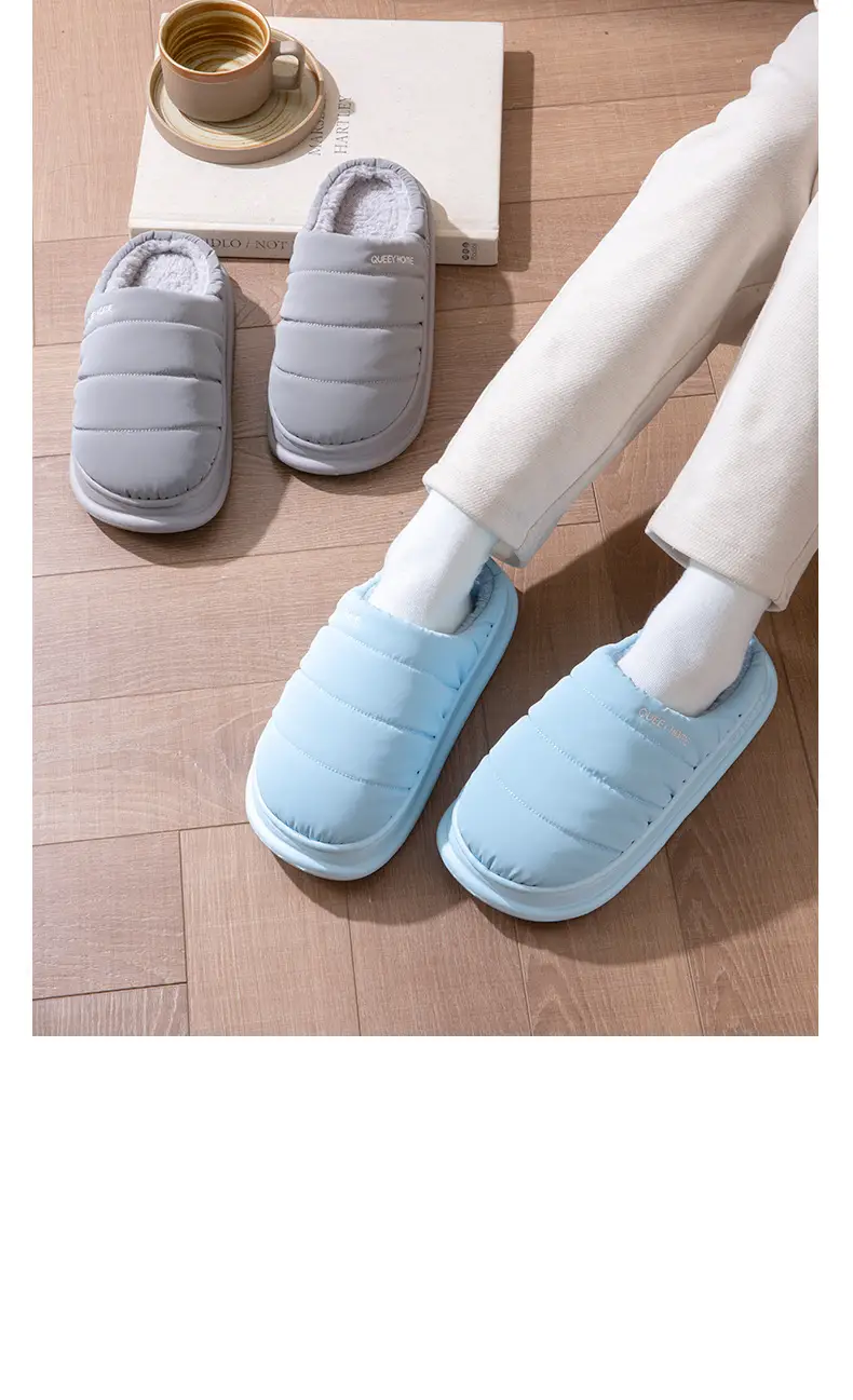 Cotton Slippers for Women 2026 New Winter down Home Non-Slip Thick-Soled Fleece-Lined Waterproof Couple Cotton Slippers for Men to Wear Outside — feature 14