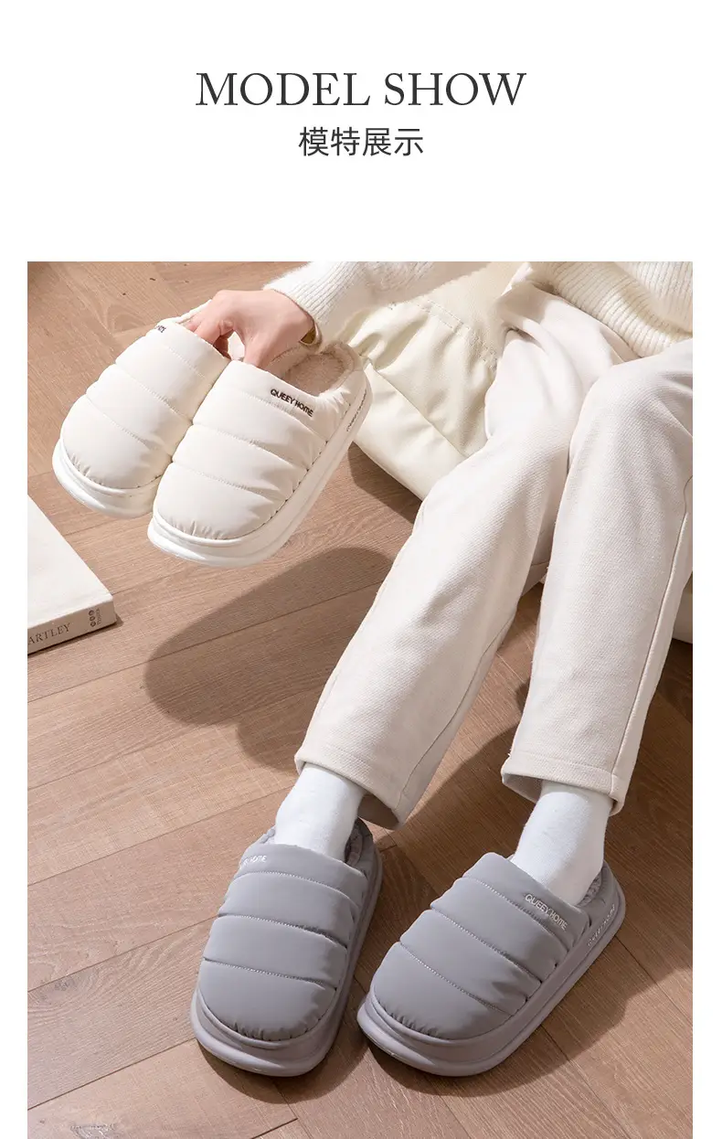 Waterproof Cotton Slippers for Women, Winter Home Use, Non-Slip, 2026 New Model, Indoor Home down Fabric Warm Slippers for Men, Suitable for Outdoor Wear — feature 9