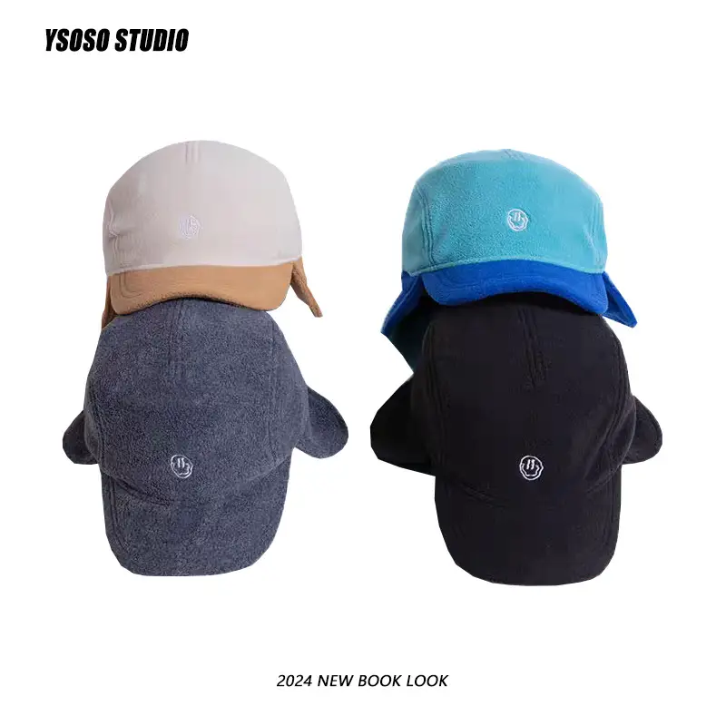 2024 Winter Fleece Hats Blue Black for Men Women — feature 2