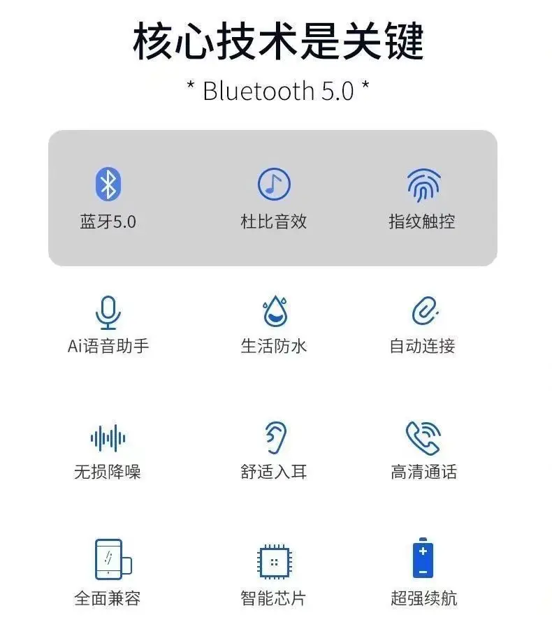 Huaqiangbei Bluetooth Headset I12 Binaural Touch Colorful — feature 10