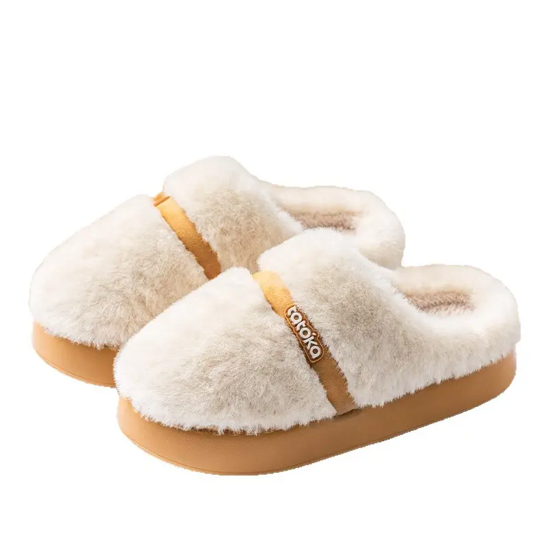 Plush Cotton Slippers for Women's Home Cotton Slippers Autumn and Winter Indoor Household Non-Slip Couple Slippers Men's Confinement Shoes Toe-Toe Shoes - Image 15
