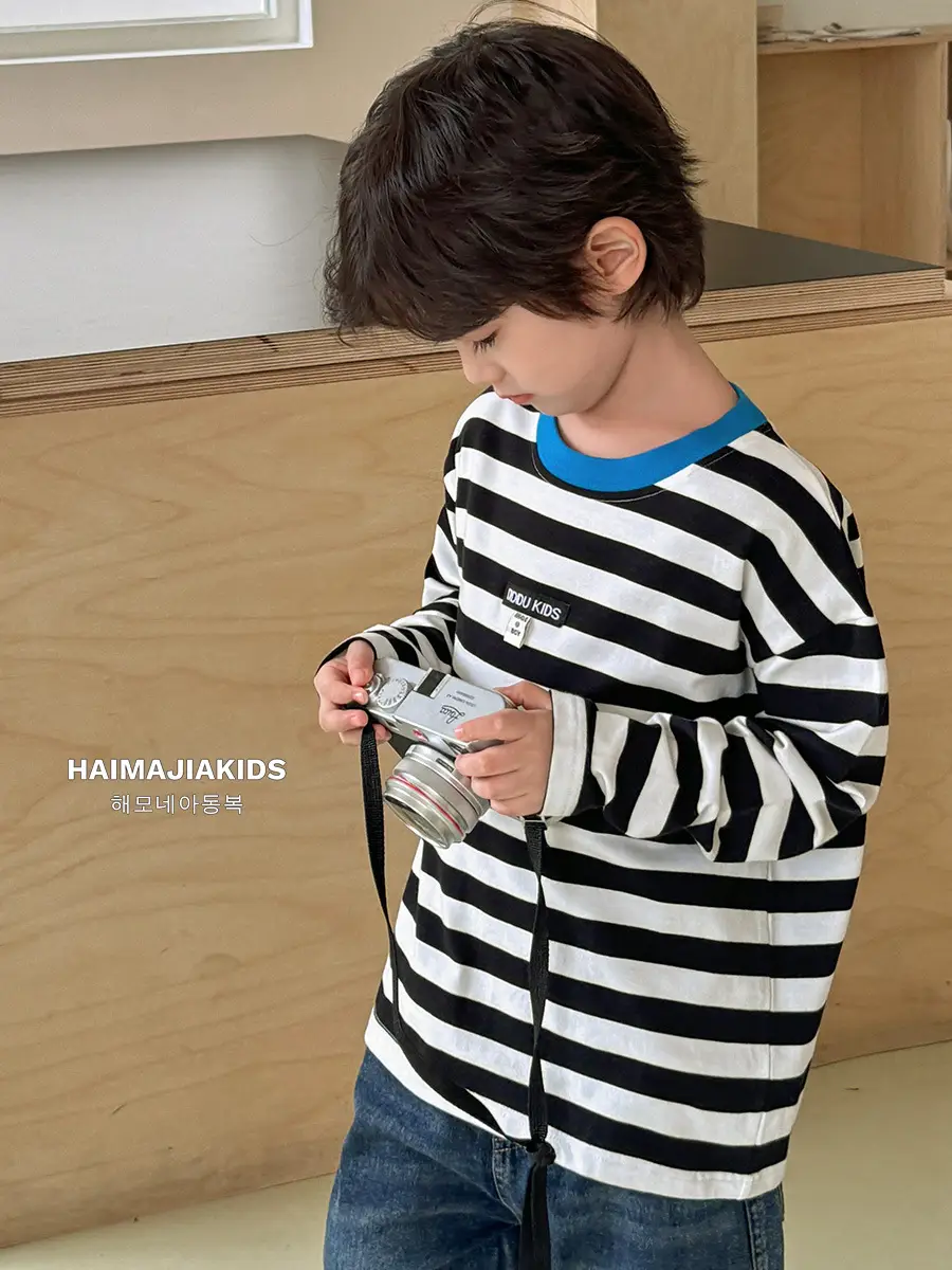 2026 Boys' Striped Cotton Long Sleeve T-Shirt - Image 3