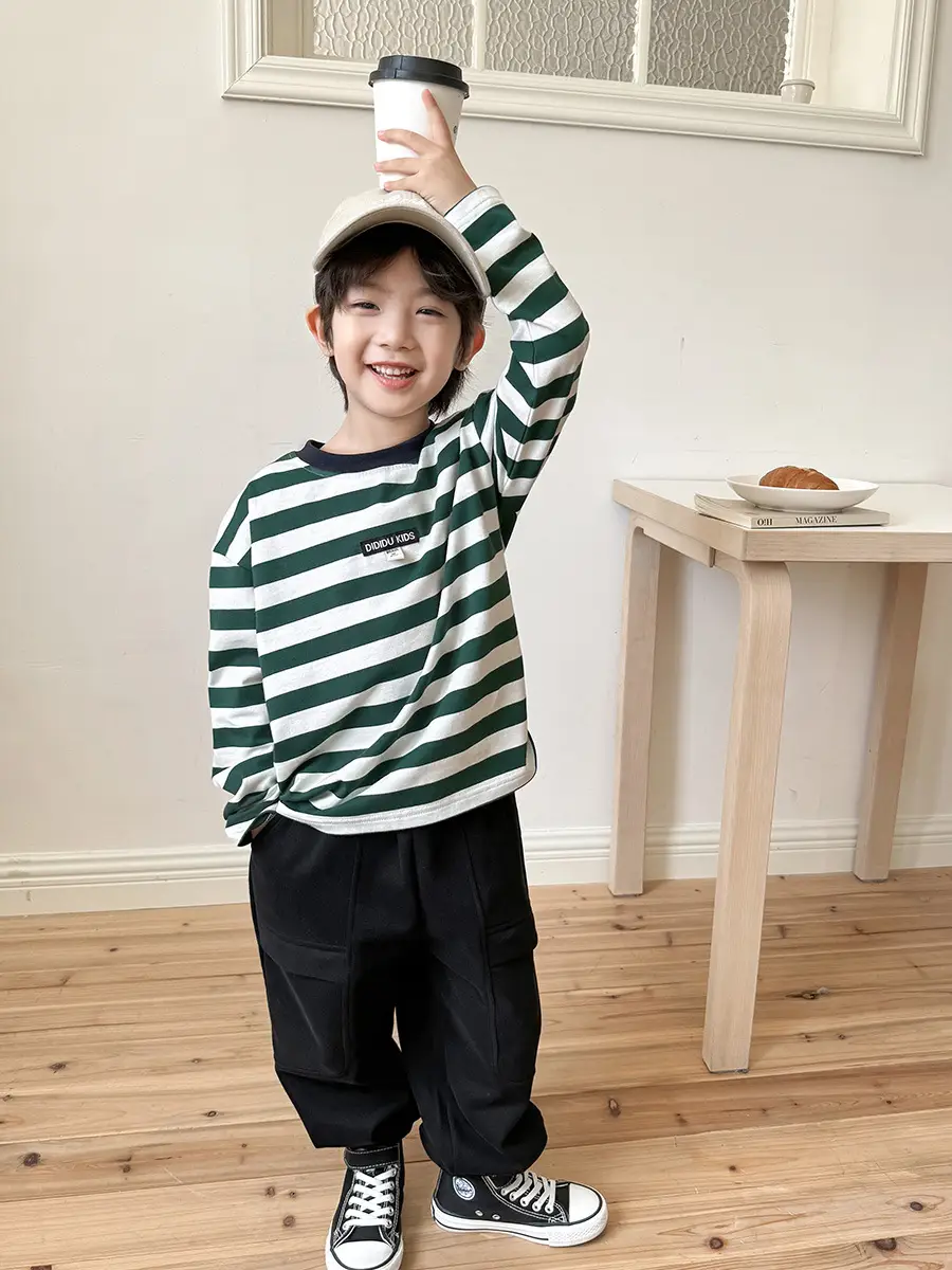 2026 Boys' Striped Cotton Long Sleeve T-Shirt - Image 4