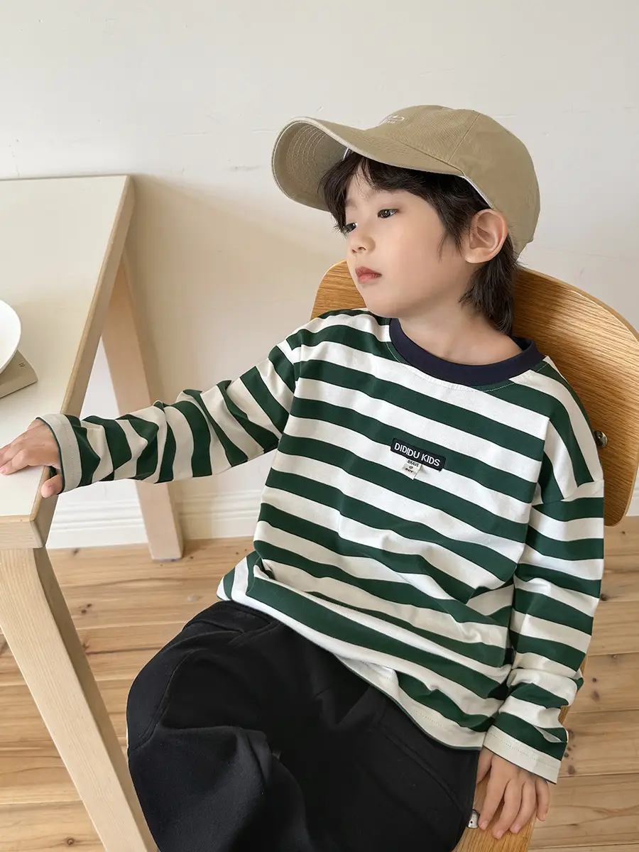 2026 Boys' Striped Cotton Long Sleeve T-Shirt - Image 6
