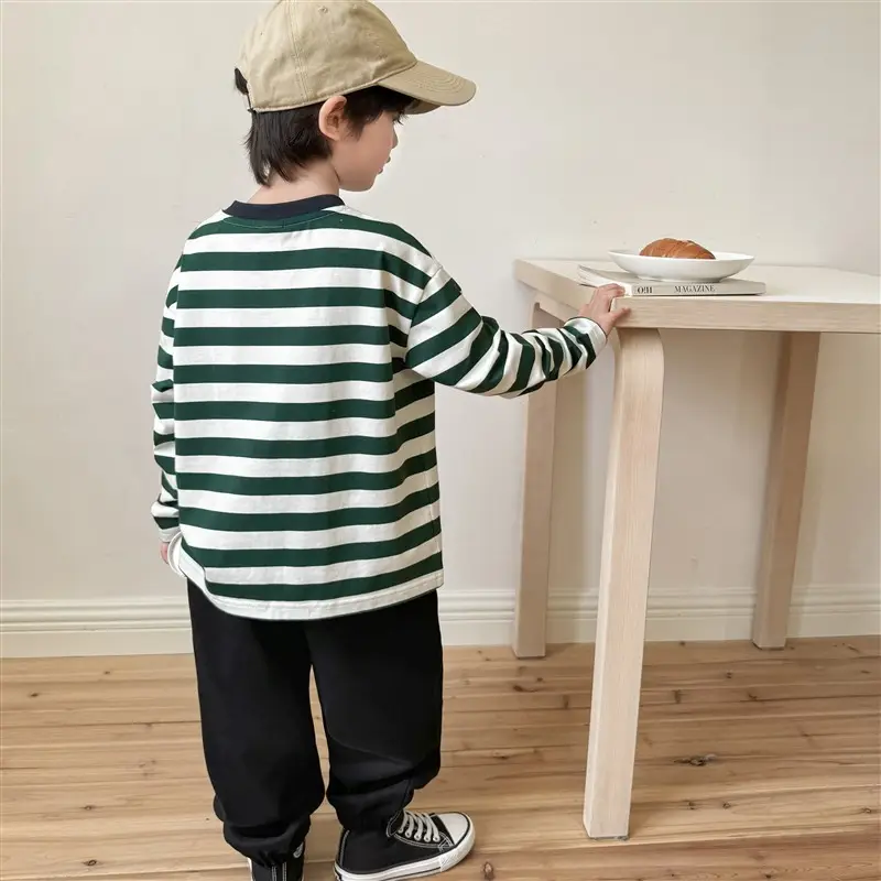 2026 Boys' Striped Cotton Long Sleeve T-Shirt — feature 10