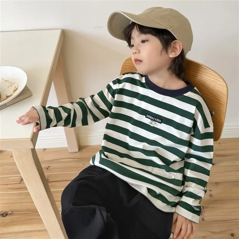 2026 Boys' Striped Cotton Long Sleeve T-Shirt — feature 11