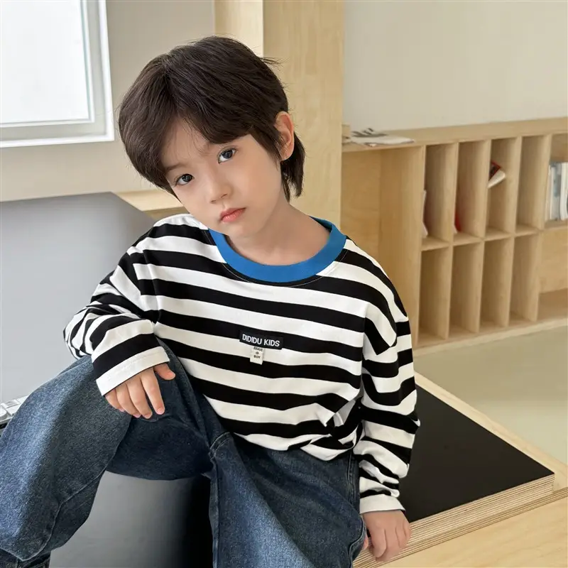 2026 Boys' Striped Cotton Long Sleeve T-Shirt — feature 2