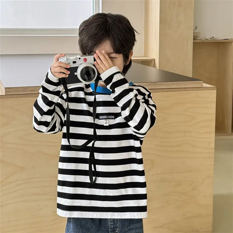 2026 Boys' Striped Cotton Long Sleeve T-Shirt — feature 3