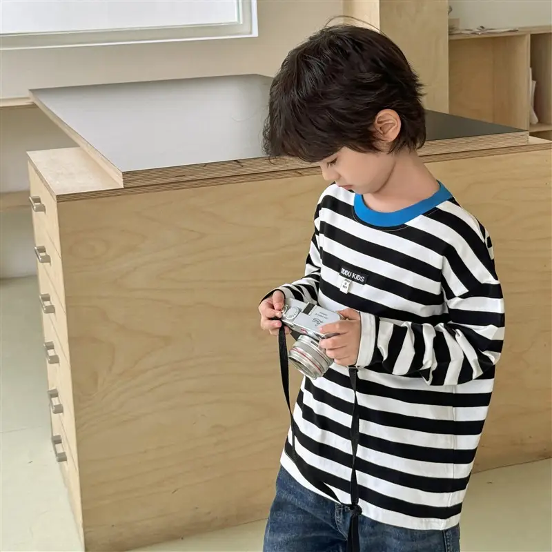 2026 Boys' Striped Cotton Long Sleeve T-Shirt — feature 4