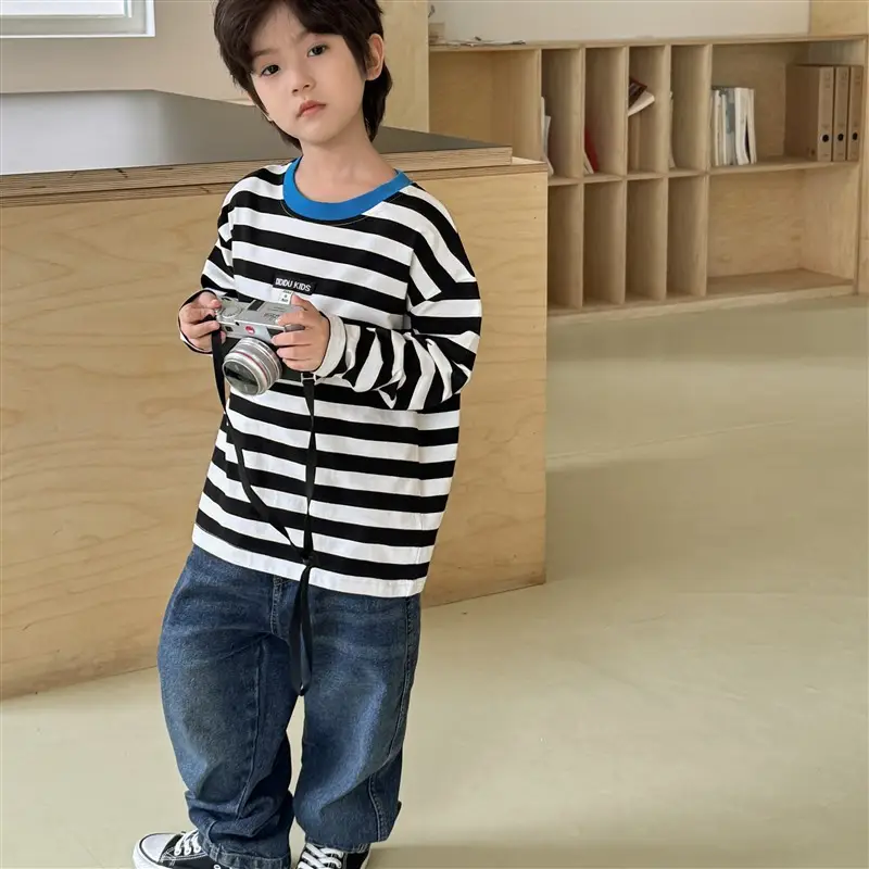 2026 Boys' Striped Cotton Long Sleeve T-Shirt — feature 6