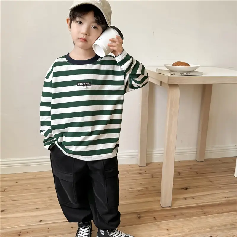 2026 Boys' Striped Cotton Long Sleeve T-Shirt — feature 8