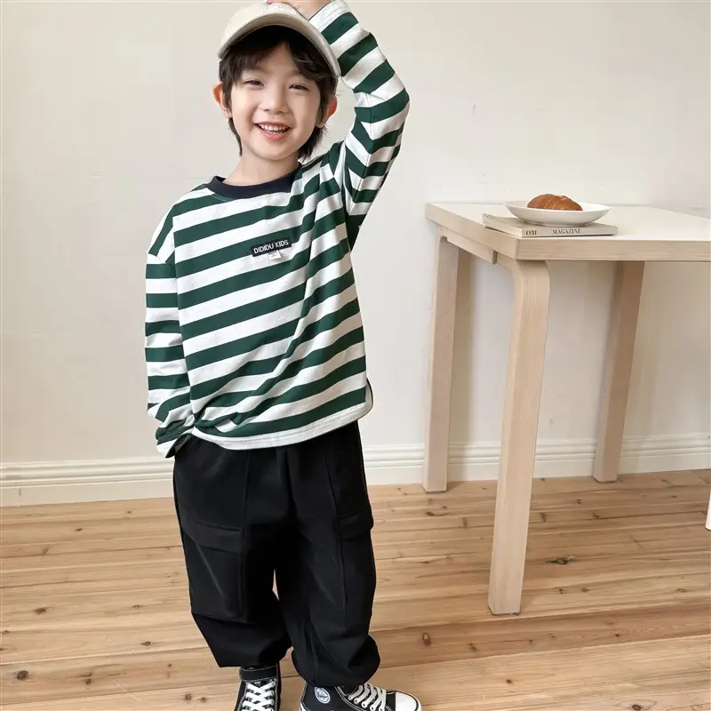 2026 Boys' Striped Cotton Long Sleeve T-Shirt — feature 9