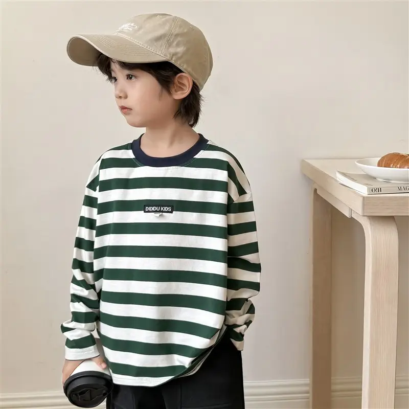 2026 Boys' Striped Cotton Long Sleeve T-Shirt - Image 2
