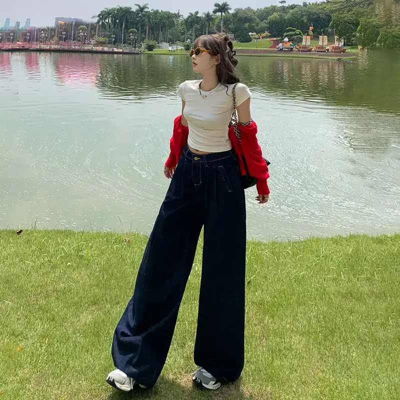 Young Orange American Style Wide Leg Jeans Women