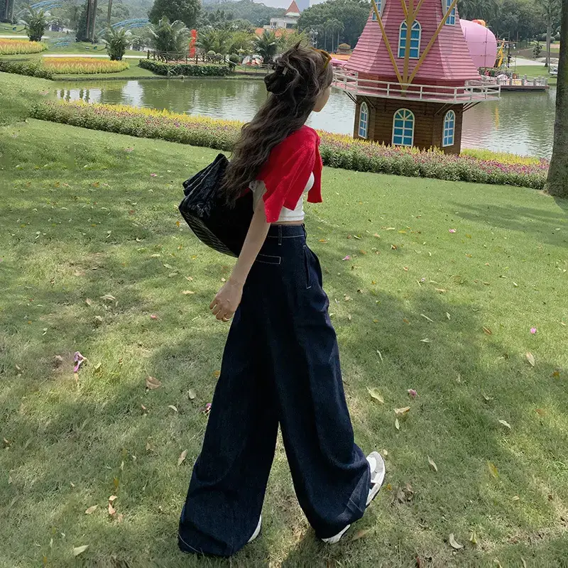Young Orange American Style Wide Leg Jeans Women