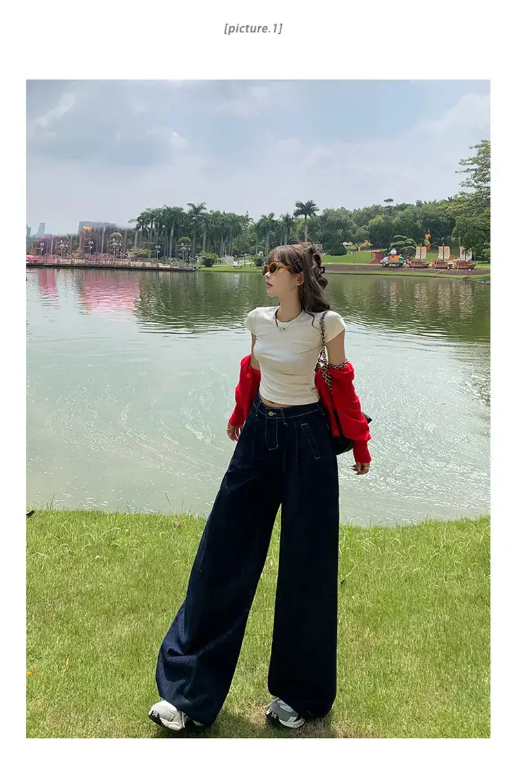 Young Orange American Style Wide Leg Jeans Women — feature 11