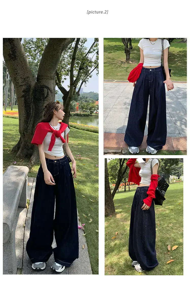 Young Orange American Style Wide Leg Jeans Women — feature 12