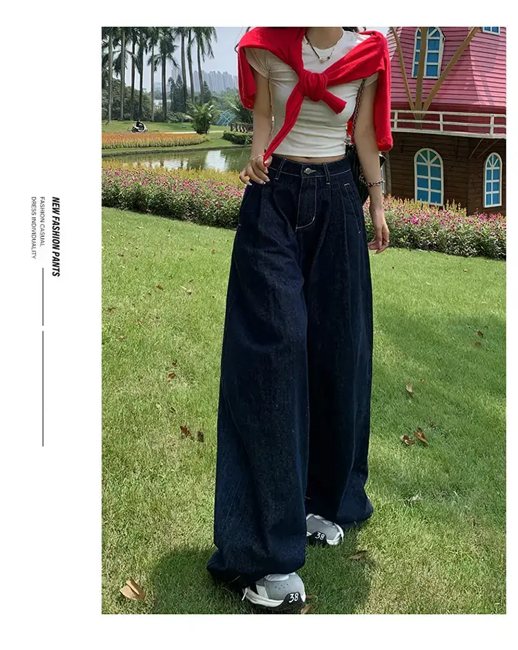 Young Orange American Style Wide Leg Jeans Women — feature 14